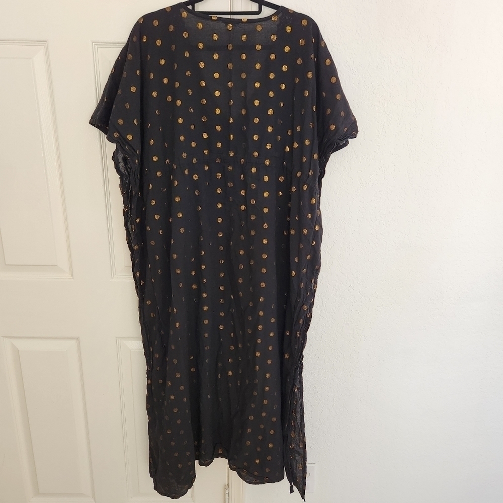 Gypsie Blu Black and Gold Polka-dot Midi Swim Cover. One size fits all - Picture 9 of 9